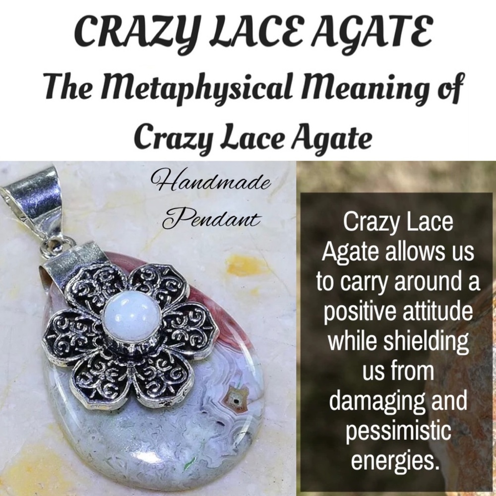 Crazy Lace Agate & Moonstone Handmade Pendant